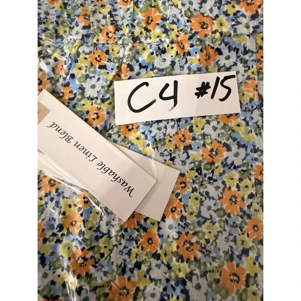 Land 'N Sea Women's SZ-L Orange Floral 55%Linen & Rayon Blend midi length skir‎